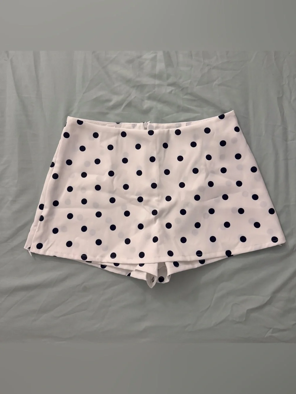 Polka Dot High-Waist Women’s Shorts - Black on White - Picture 2 of 3